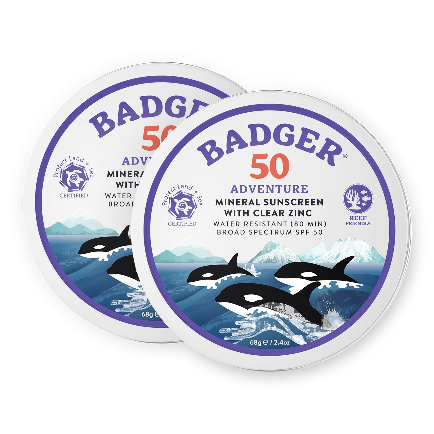 Badger Reef Safe Mineral Sunscreen, SPF 50, 98% Organic with Zinc Oxide, Non Toxic, Water Resistant, Unscented & Hypoallergenic, Broad - Spectrum, For Adventure & Sport, 2.9 fl oz